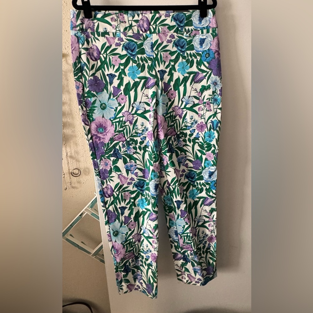 Talbots Chatham Ankle Pant in Green, Purple & Blue Floral